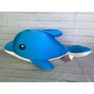 Nicole Pillow Buddy Dolphin Stuffed Plush Animal Toy Blue White 2014